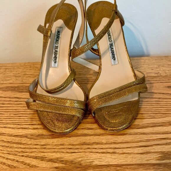 Manolo Blahnik Copper Gold 2000s y2k Strappy heels 36 Sandal Stiletto Carrie - Picture 4 of 16